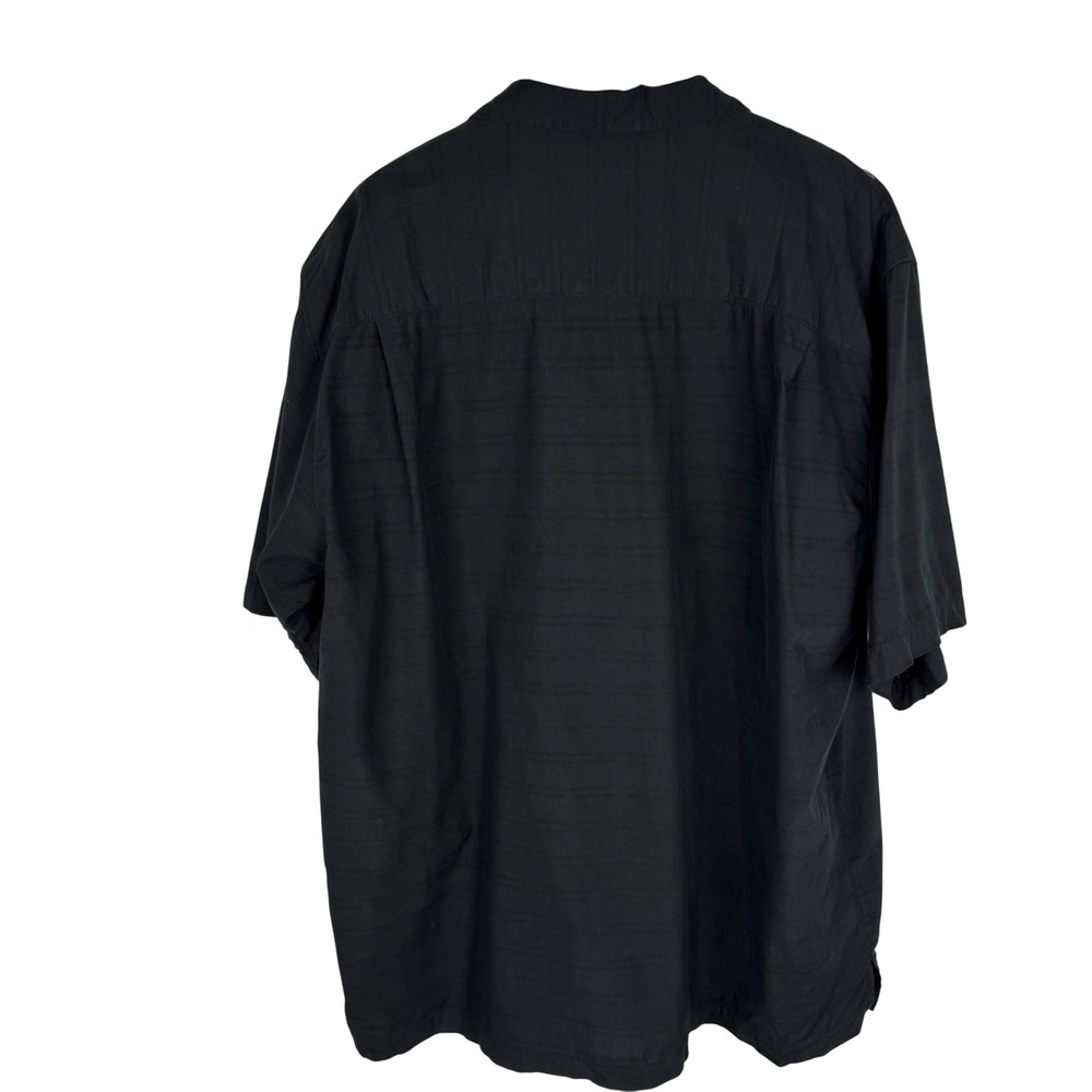 Tommy Bahama Mens XL Silk Blend Embroidered Floral Panel Camp Shirt Black Grey - Picture 5 of 5
